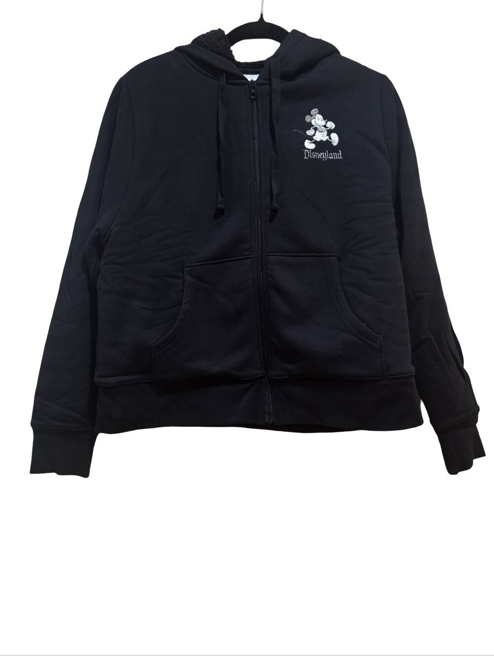 Disney Parks DISNEYLAND Black Zip Hoodie Embroidered Mickey Women's Small NEW